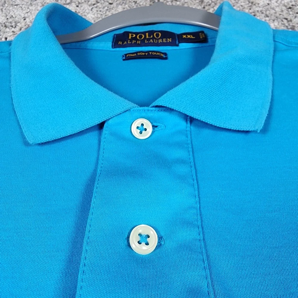 Polo Ralph Lauren Polo Shirt Mens XXL Blue Pima Soft Touch Flesh Pony Excellent